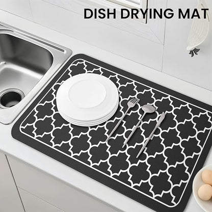 WISELIFE Dish Drying Mat Super Absorbent Drying Mat Large Dish Drying Mats for Kitchen Counter Easy Clean Dish Mat Kitchen Drying Mat18"x 28" Stylish Black - Image 7
