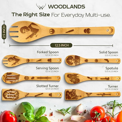 Star Warz gifts Wooden Spoons for Cooking for Space Wars Fans - Wooden Utensil Set with Spatulas & Spoons, Heat-Resistant, Eco-Friendly Kitchen Utensils for Non-Stick Cookware - Image 4