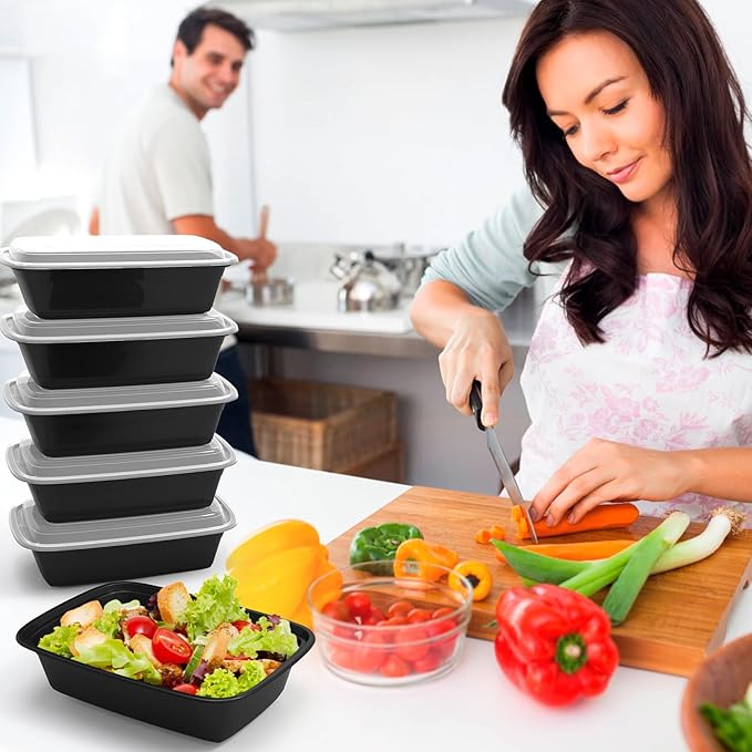 RANLITTLE Meal Prep Containers Reusable 38oz - Food Prep Containers with Lids 50 Pack, Disposable To Go Food Containers, Leakproof, Stackable, Takeout, BPA-Free, Microwave/Freezer Safe - Image 5