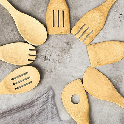 DEAYOU 16 PCS Bamboo Kitchen Utensils, Wood Spoons Spatula Set for Cooking, Nonstick Natural Cooking Utensils for Cookware, Wok, Everyday Use, Mothers Day Gifts, Housewarming Gifts - Image 9