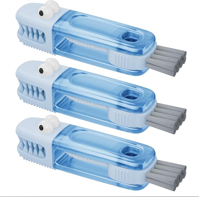 3 in 1 Cup Lid Gap Cleaning Brush Set, Multifunctional Bottle Cleaning Brush, Silicone Cup Lid Gap Cleaner, Home Kitchen Crevice Cleaning Tools (Blue) by Nodirz