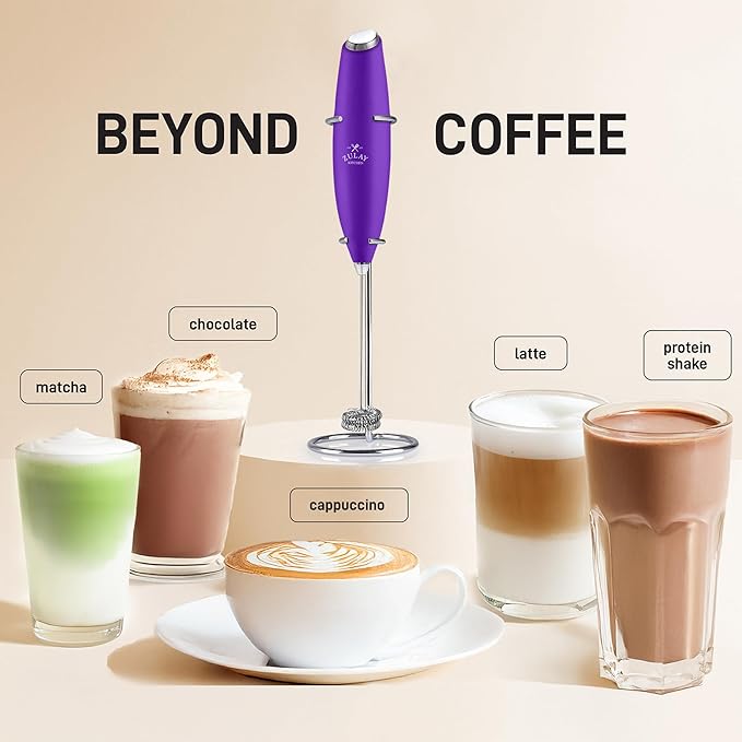 Zulay Kitchen Whisk Milk Frother with 4 Duracell Batteries - Powerful Handheld Foam Maker for Coffee, Lattes, Matcha, Hot Chocolate & Cappuccinos - Whip Creamy Froth in Seconds - Image 3