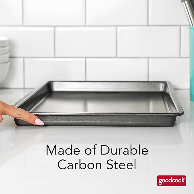 GoodCook PRO Large Baking Sheet Pan Nonstick Warp & Scratch-Resistant Dishwasher-Safe Carbon Steel Construction for Even Baking Oven Safe to 480°F, 11 x 17-Inch, Gray - Image 5