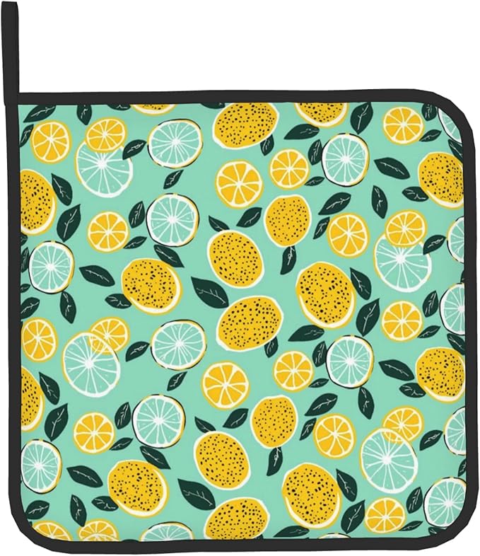 Lemon Pot Holders and Oven Mitts - Summer Teal Lime Refreshing Oven Glove Hot Pads for Kitchen Chef Gifts for Cooking Lover Cooks - Image 9