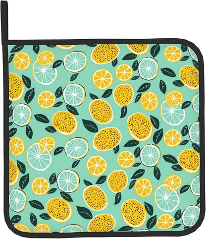 Lemon Pot Holders and Oven Mitts - Summer Teal Lime Refreshing Oven Glove Hot Pads for Kitchen Chef Gifts for Cooking Lover Cooks - Image 9