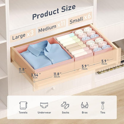 DIMJ Drawer Organizer Clothes Storage - 20 Pack Baby Dresser Organizer for Nursery, Foldable Closet Drawer Organizer Bins for Bedroom Organization, Fabric Storage Dividers for Socks, Underwears, Bras - Image 2