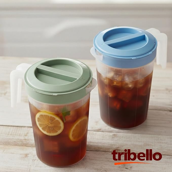 Tribello 2-Pack 1-Gallon Plastic Pitchers with Lids – Iced Tea Pitchers with Twist Cover BPA-Free, Dishwasher & Freezer Safe, Ideal for Water, Juice & Fridge Storage - Image 2