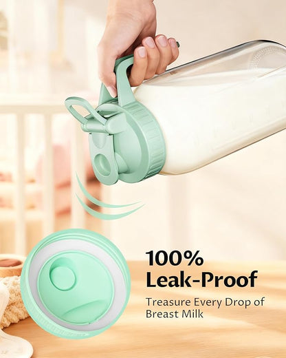 64oz Glass Breast Milk Pitcher with Lid & Pour Spout, 2 Quart Airtight Leakproof BreastMilk Fridge Storage Container - Wide Mouth, Dishwasher Safe Formula Pitcher with Handle - Image 3