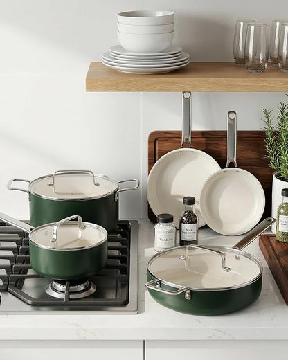 Pots and Pans Set - Nonstick Creamic Kitchen Cookware Sets Non Toxic Cookware Set With Dutch Oven, Frying Pan, Saucepan, Sauté Pan, Cooking Utensils Set, Pots and Pans for Cooking Set Gifts - Image 9