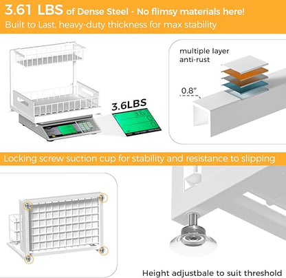 Saydear Under Sink Organizer Storage 2-Tier Premium Metal Pull-Out Kitchen Cabinet Organizer with Sliding Drawer, Height Adjustable, Heavy Duty for Kitchen & Bathroom Organizers 2 Pack White - Image 5