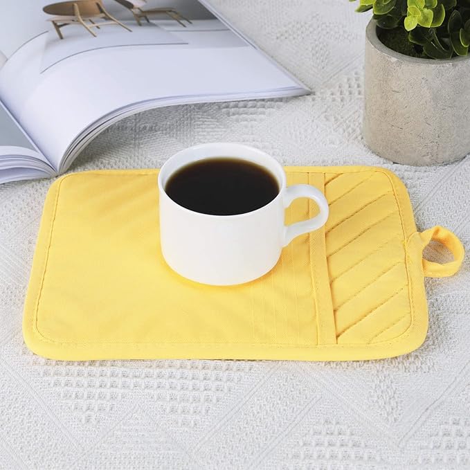 Anyi Pot Holders and Oven Mitts 7" X 9" Heat Resistant Cotton Pocket Pot Holder Set Feature of Non Slip Kitchen Hot Pad Oven Mitts, 3-Pack (Aqua Sky) - Image 4