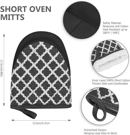 1 Pair Short Oven Mitts - Silicone Kitchen Oven Gloves High Heat Resistant 500℉, Mini Oven Mits with Non-Slip Grip Surfaces and Hanging Loop for BBQ, Baking, Cooking and Grilling (Dark Gray) - Image 3
