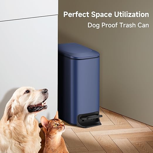 TIPGO Slim Bathroom Trash Can with Lid Soft Close, Step Pedal, 6 Liter / 1.6 Gallon Stainless Steel Trash Bin, Small Garbage Can for Bedroom, Office, Kitchen (Navy Blue) - Image 6
