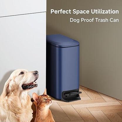 TIPGO Slim Bathroom Trash Can with Lid Soft Close, Step Pedal, 6 Liter / 1.6 Gallon Stainless Steel Trash Bin, Small Garbage Can for Bedroom, Office, Kitchen (Navy Blue) - Image 6