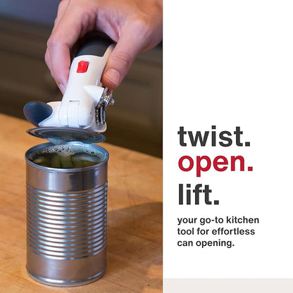 Zyliss Lock N' Lift Can Opener with Lid Lifter Magnet - Manual Opener with Locking Mechanism - Easy-to-Turn - Magnetic Can Opener - White/Gray - Image 2