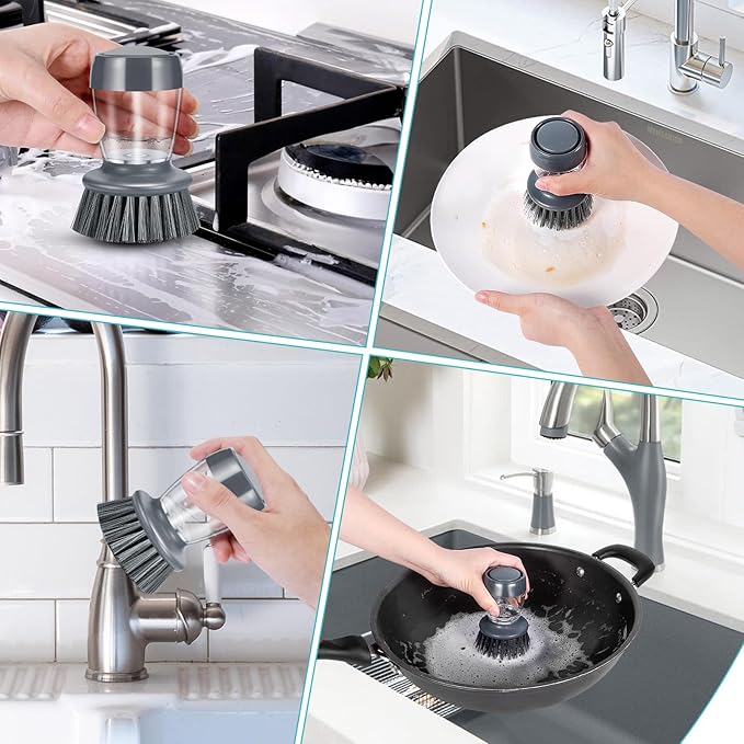 Soap Palm Brush Storage Set, 1 Piece Kitchen Brush with Bracket for Cleaning Pots, Pans and Sinks Scrub Brush Kitchen Scrub Brush - Image 6