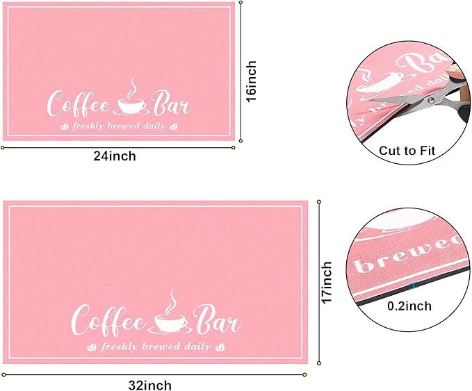 CooRug Absorbent Coffee Mat, Fashion Dish Drying Mat for Kitchen Counter Coffee Bar Accessories Espresso Machine Dish Rack 17" x 32" Pink - Image 2