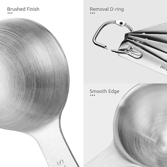 U-Taste Teaspoon Tablespoon Measuring Spoons: 18/8 Stainless Steel Measure Scoop Set of 5, 1/4 TSP, 1/2 TSP, 1 TSP, 1/2 TBSP & 1 TBSP, Metal Kitchen Measurement Utensil for Dry and Liquid Ingredients - Image 6