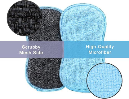 HOMEXCEL 12 Pack Multi-Purpose Scrub Sponges Kitchen, Dish Sponge, Non-Scratch Microfiber Sponge for Efficiently Cleaning Dishes, Pots, and Pans (Blue) - Image 2