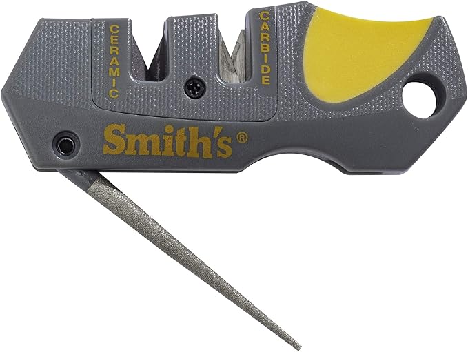 Smith’s Pocket Pal Tactical Knife Sharpener - 2 Stage Sharpener & Diamond Sharpening Rod - Pocket Clip - Outdoor Hunting Knife & Hook Sharpener - Compact & Lightweight by SmithsConsumerProductsInc