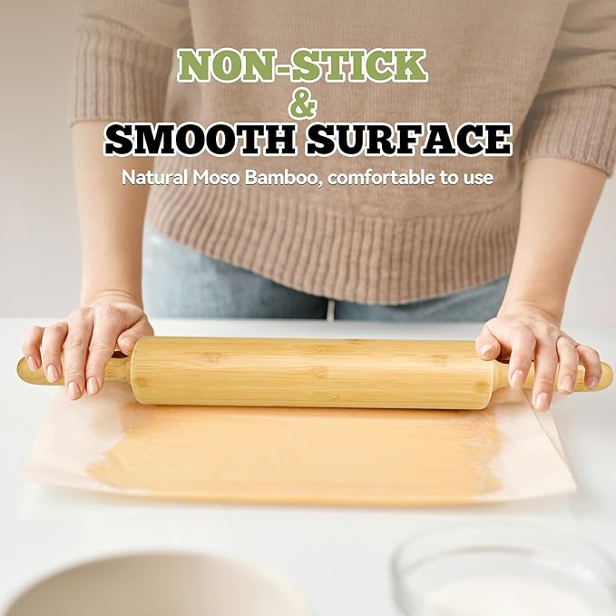 17.5 inch Wooden Rolling Pin for Baking - Long Dough Roller for All Baking Needs - Image 3