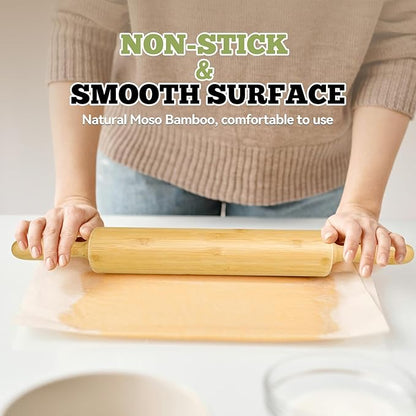17.5 inch Wooden Rolling Pin for Baking - Long Dough Roller for All Baking Needs - Image 3