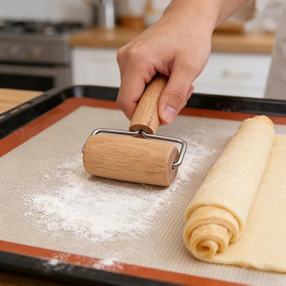 Small Rolling Pin, Wooden Dough Roller, Non-Stick Pizza Roller, T Type Rolling Pins for Kitchen Baking, Pizza Dough Press (2.8 * 5.1 inch)