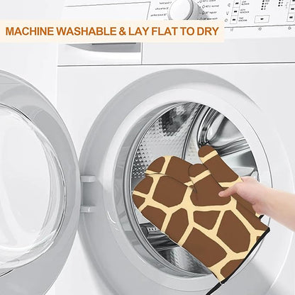 Giraffe Oven Mitts with Matching Potholders - Heat Resistant Kitchen Accessories for Baking, Grilling, Cooking, Gifts for Women