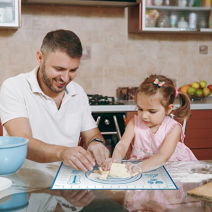 Silicone Baking Mat with Measurements, Pastry/Fondant/Dough Rolling Counter/Oven Liner Mat, 20''(W)28''(L) Blue - Image 9