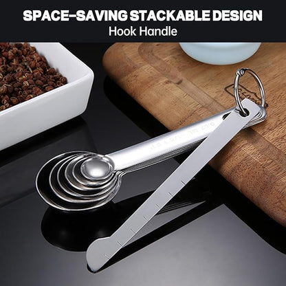 Tablespoon Measuring Spoons Set,7 PCS Metal Measuring Spoons,Stainless Steel Measuring Spoons for Cooking Bakeing - Image 5