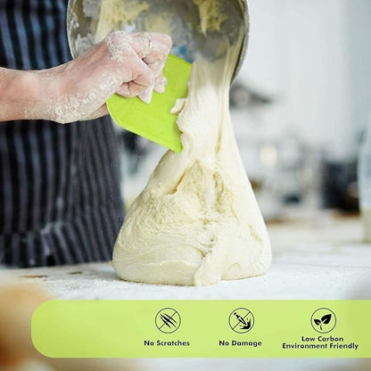 SURDOCA Dough Scraper Bench Scraper - 3P 14.2x8.5" Plastic Flexible Bowl Scraper, Sharp Edge & Angles Cake Scraper. Non-Slip Bakeware Decorating Tools Sculpting & Modeling Tools - White+Pink+White - Image 4
