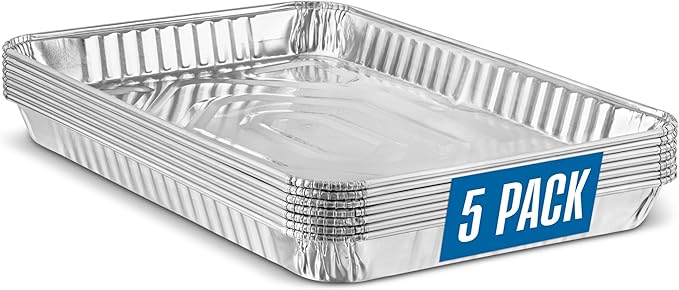 PLASTICPRO Aluminum Pans 5 Pack Disposable Cookie Sheets 9'' x 13'' Baking Pans Premium Quality Heavy Duty Cookie Sheet Pans by PLASTICPRO