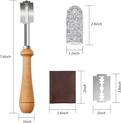 Bread Lame Sourdough Scoring Tool - Dough Scorer Cutter Knife with 10 Stainless Steel Razor Blades, Finger Sleeves and Protective Cover, Essential Baking Supplies for French Baguttes & Homemade Bread - Image 6
