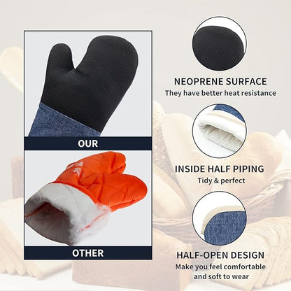 Oven Mitts and PotHolders Sets, 4 Pcs Kitchen Oven Glove High Heat Resistant 400°F Pot Holders for Kitchen, Non-Slip Neoprene Oven Mitts are Suitable for Cooking, Baking (Blue) - Image 3