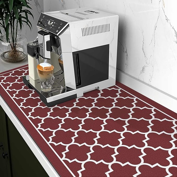 WISELIFE Dish Drying Mat Super Absorbent Drying Mat Large Dish Drying Mats for Kitchen Counter Easy Clean Dish Mat Kitchen Drying Mat18"x 36" Stylish Red - Image 2