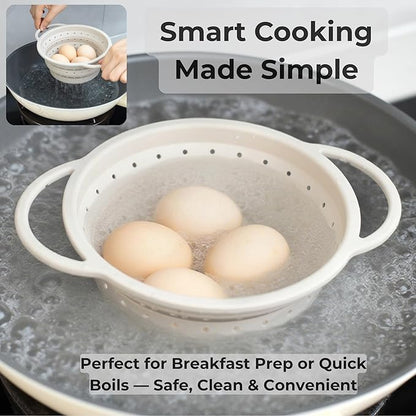 Silicone Colander Set – Collapsible Platinum Silicone Strainer with Stainless Steel Rim, Space-Saving & Heat-Resistant, Dishwasher Safe, BPA-Free by SelectShen™ (3 Pack) - Image 4