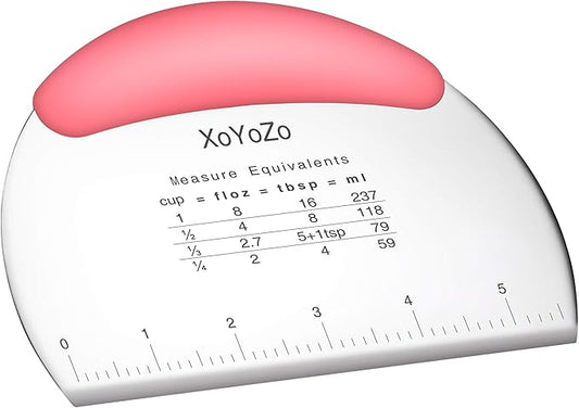 1 pcs Dough Pastry Scraper Chopper/Stainless Steel Dough Scraper Cutter with Ergonomic Rubber Non-Slip Grip/Dough Scraper Cutter/Pro Pastry Pizza Cutter Chopper (Pink) by XoYoZo