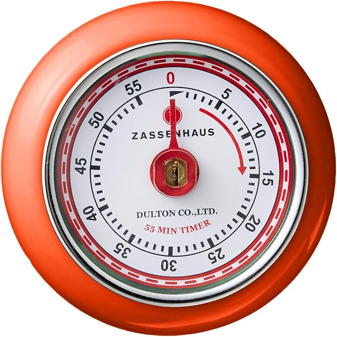 Zassenhaus Magnetic Retro Kitchen Timer, Classic Mechanical Cooking Timer (Orange), 2.75-Inch - Image 2