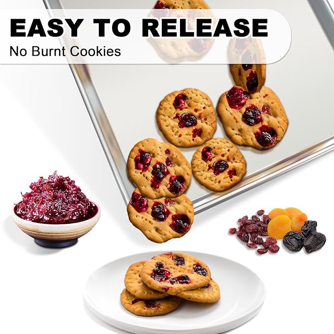Half Sheet Pans with Rack Set, 18 Inch Commercial Quality Baking Sheet Pan Set, Natural Aluminum Cookie Sheet, Warp Resistant Nonstick Thick Cookie Tray Pans for Baking, Roasting - Image 7