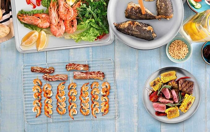 TeamFar Cooling Rack, Baking Roasting Rack Stainless Steel for Baking Sheet Oven Pan, Healthy & Rust Free, Mirror Finish & Dishwasher Safe - Set of 2(15 inch & 11 inch) - Image 7