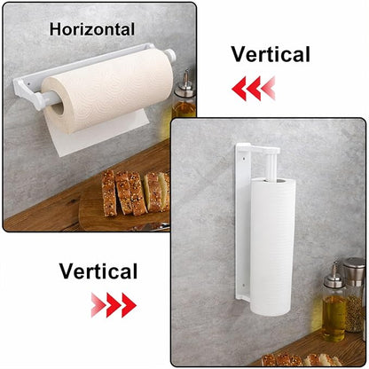 MONEER Kitchen Roll Holder Under Cabinet, Paper Towel Holder, Aluminum Alloy Kitchen Towel Holders, Self Adhesive Kitchen Roll Holder for Kitchen, Bathroom, Living Room (White) - Image 6