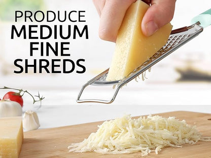 Zulay Kitchen Professional Cheese Grater Stainless Steel - Durable Rust-Proof Metal Lemon Zester Grater With Handle - Flat Handheld Grater For Cheese, Chocolate, Spices, And More - Mint - Image 5