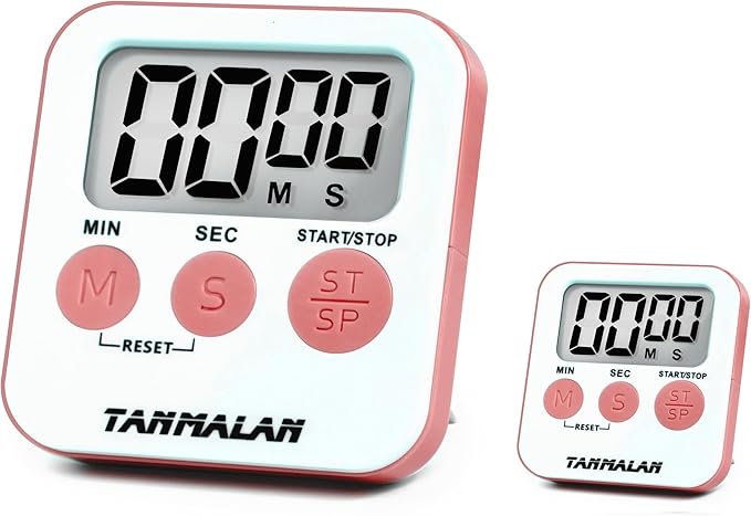 Tanmalan Kitchen Timers Count down-up,easy to use (6.0-b-pinnk 2 pack) by Tanmalan