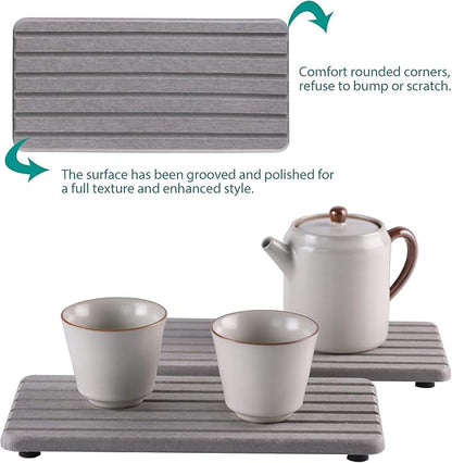 NiuYichee 2 PCS Water Absorbent diatomite Coasters, 8.3" x 4" Water Absorbing Stone Tray for Sink, Stone Drying mat for Kitchen Counter, Stone soap Tray Used for Hand Soaps & toiletries & Plants - Image 6