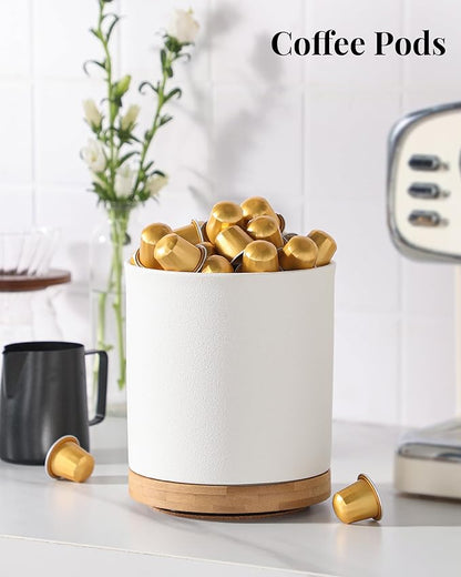 LoeJan 360° Rotating Ceramic Utensil Holder for Kitchen Countertop – Cooking Utensil Crock Organizer with Non-Slip Cork Base for Farmhouse Kitchen Decor, Textured White - Image 8