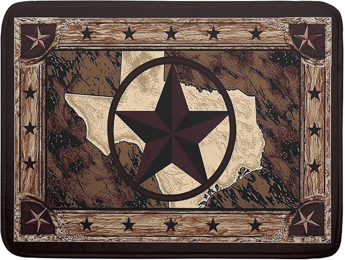 Giwawa Western Texas Star Dish Drying Mat 18"x24", Rustic Primitive Country Style Dish Drainer Mats, Farmhouse Brown Reversible Dish Drying Rack Pad Protector for Kitchen Tabletop Large Decor