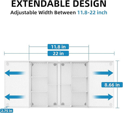 Marbrasse Expandable Desk Drawer Organizer, Mesh Drawer Organizer Tray with 10 Adjustable Compartments, Desk Organizers and Accessories for Office Supplies (Longer Expandable Drawer Organizer-W) - Image 2