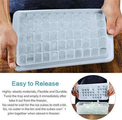 Ice Cube Maker Trays for Freezer with Lid and Storage Box, Easy Release 55 Mini Nugget Ice Cubes Tray with Cover, Ice Holder, Scooper, Flexible Durable Plastic Ice Mold & Bin, BPA Free 2 Pack - Image 2