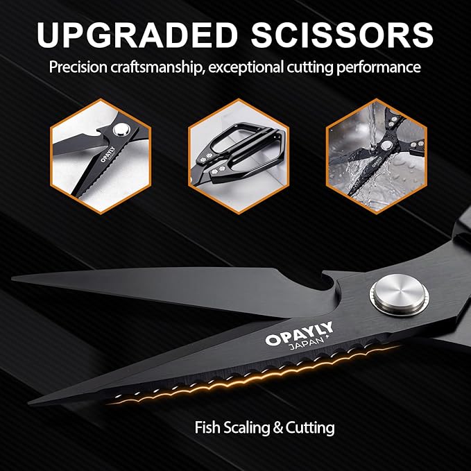Kitchen Shears 2-Pack Heavy Duty All Purpose Stainless Steel Kitchen Shear Meat Scissors Japanese Cooking Scissor for Food, Sharp Dishwasher Safe Christmas for Men Women With Gifts Box - Image 4