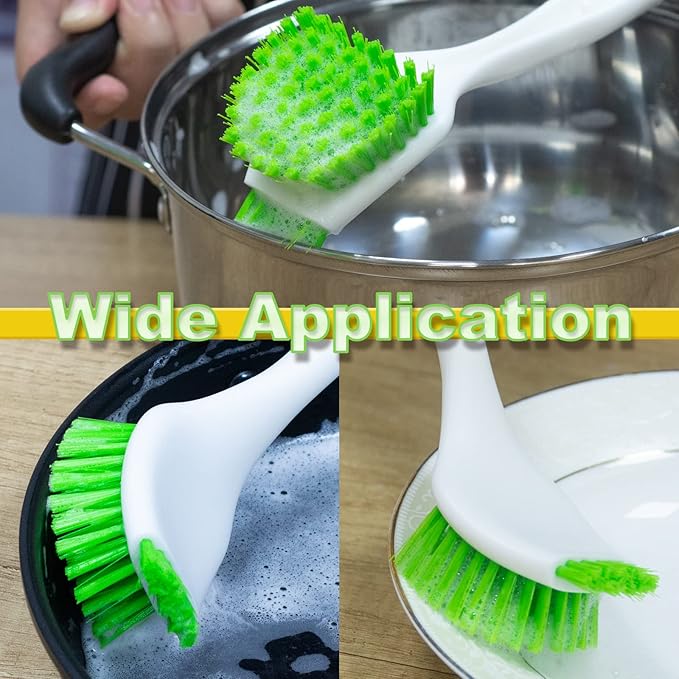 3 Pack Dish Brush,Dish Scrub Brush, Kitchen Scrub Brush for Cleaning Dishes, Double Sided Bristles Scrubber Cleaner for Dishes,Sink,Pots,Pans,Bathroom Shower,Tile,Tubs - Image 5